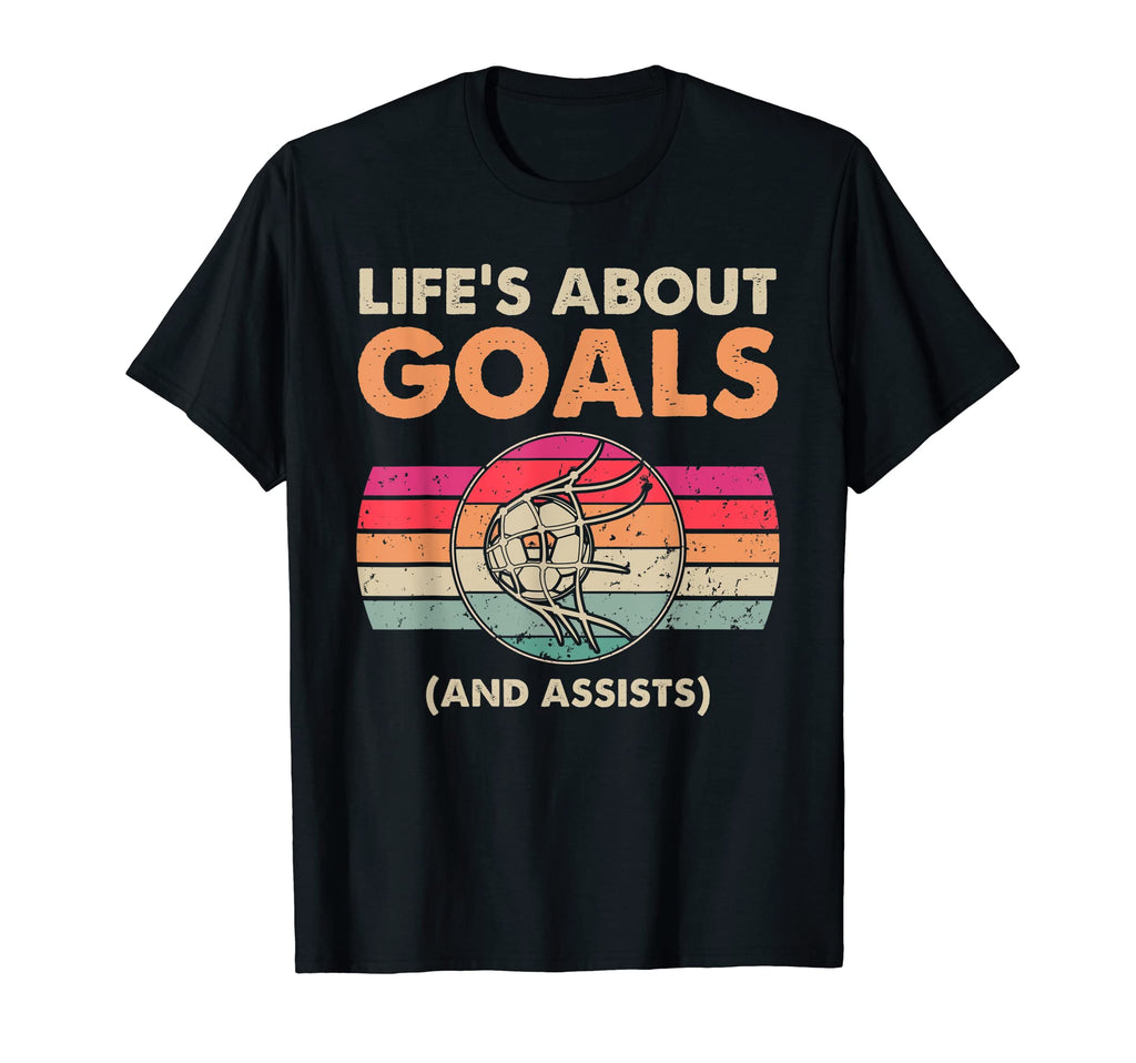 Lifes About Goals Soccer Ball Funny T-Shirt - Graphic Print Men Women