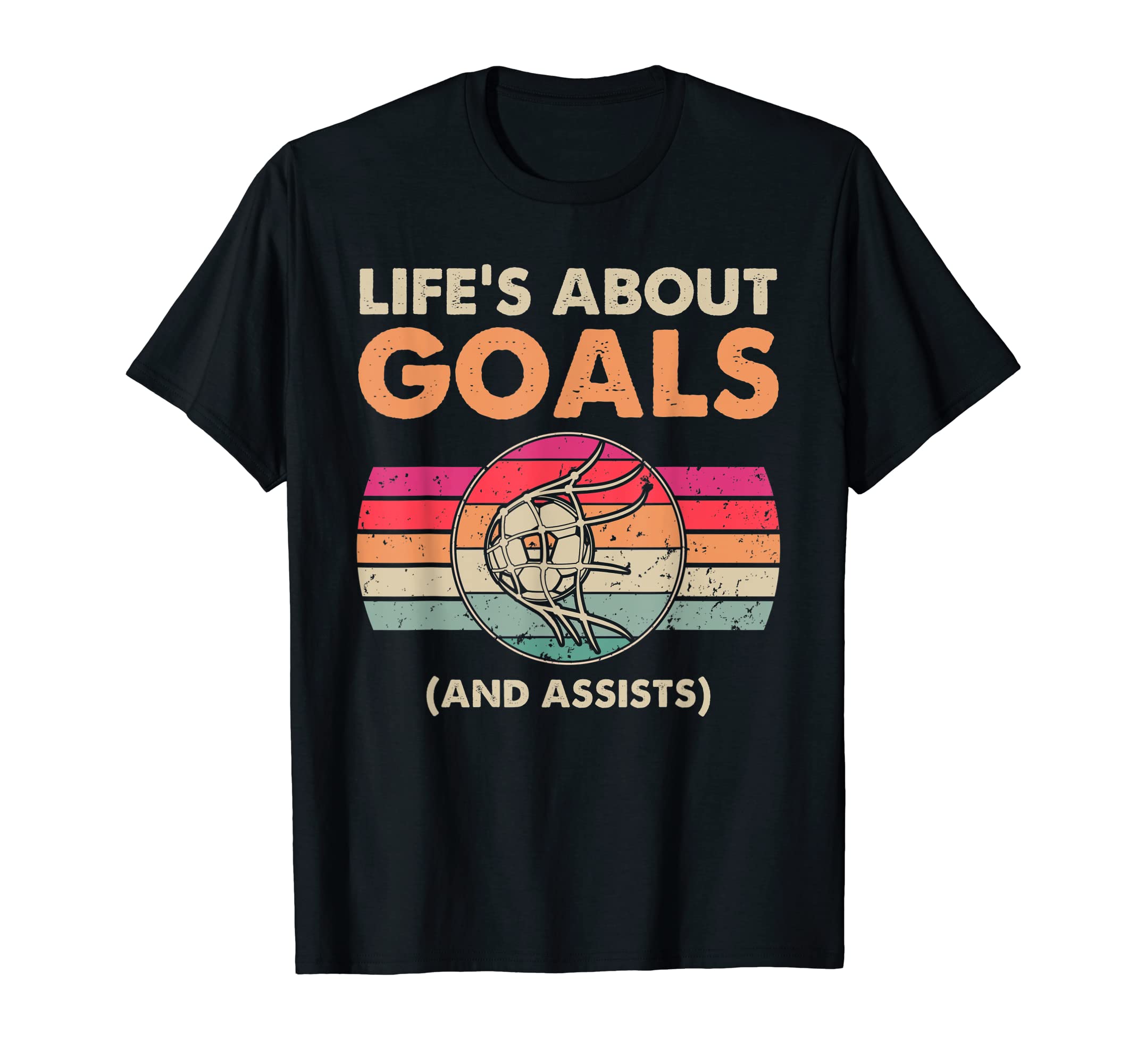 Lifes About Goals Soccer Ball Funny T-Shirt - Graphic Print Men Women