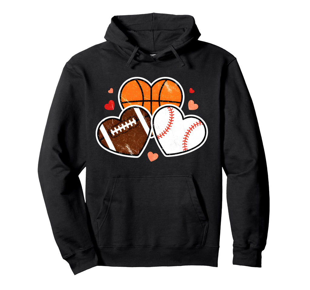 Heart Football Basketball Soccer Hoodie - Aesthetic Graphic for Adults