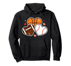 Heart Football Basketball Soccer Hoodie - Aesthetic Graphic for Adults