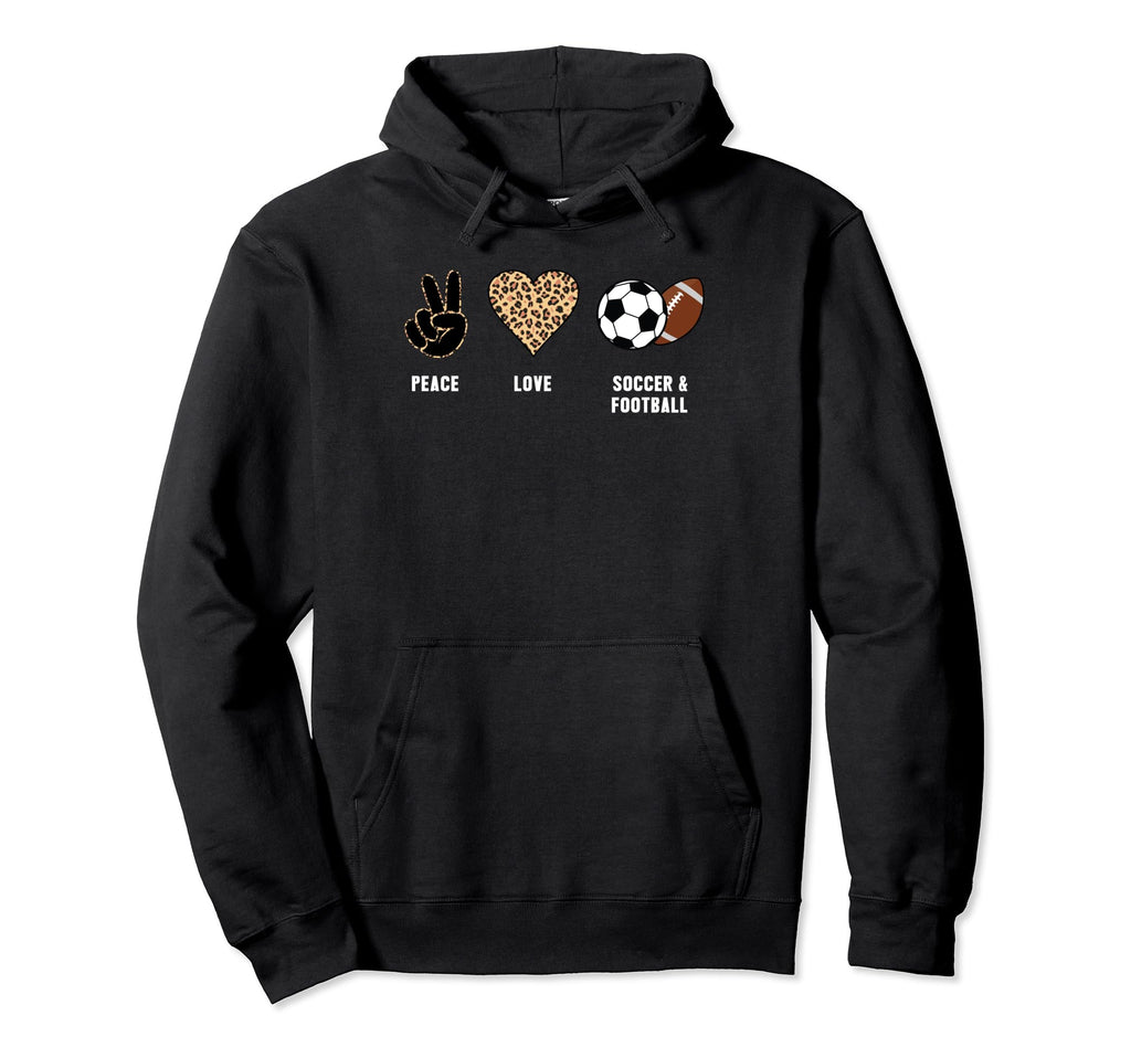 Peace Love Soccer Football Soccer Player Hoodie - Graphic Print for Adults