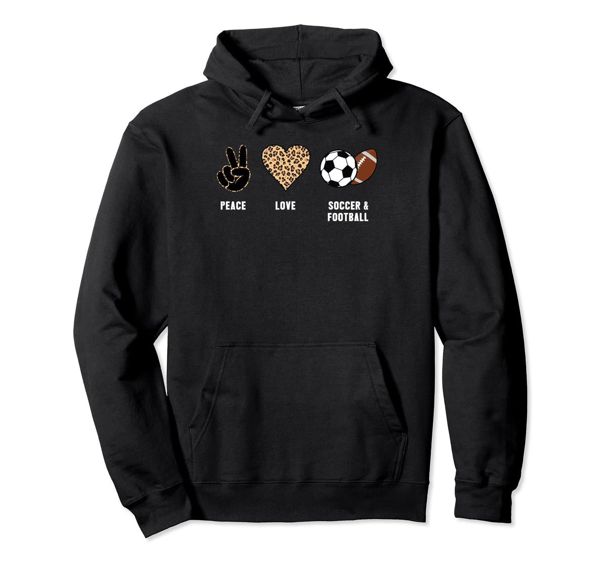 Peace Love Soccer Football Soccer Player Hoodie - Graphic Print for Adults