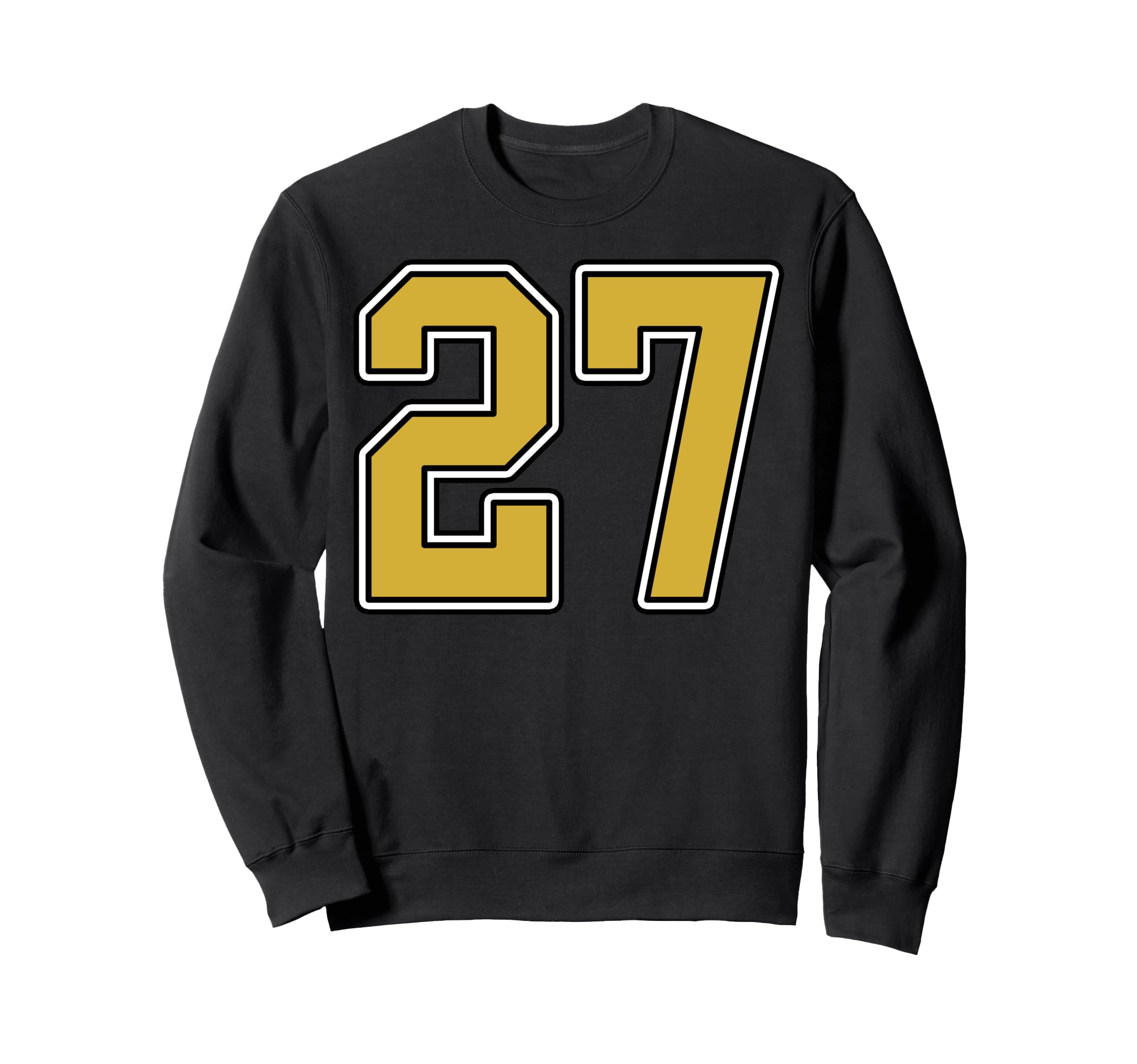 Old Gold Black White Sports Number 27 Sweatshirt - Custom Art Print Unisex