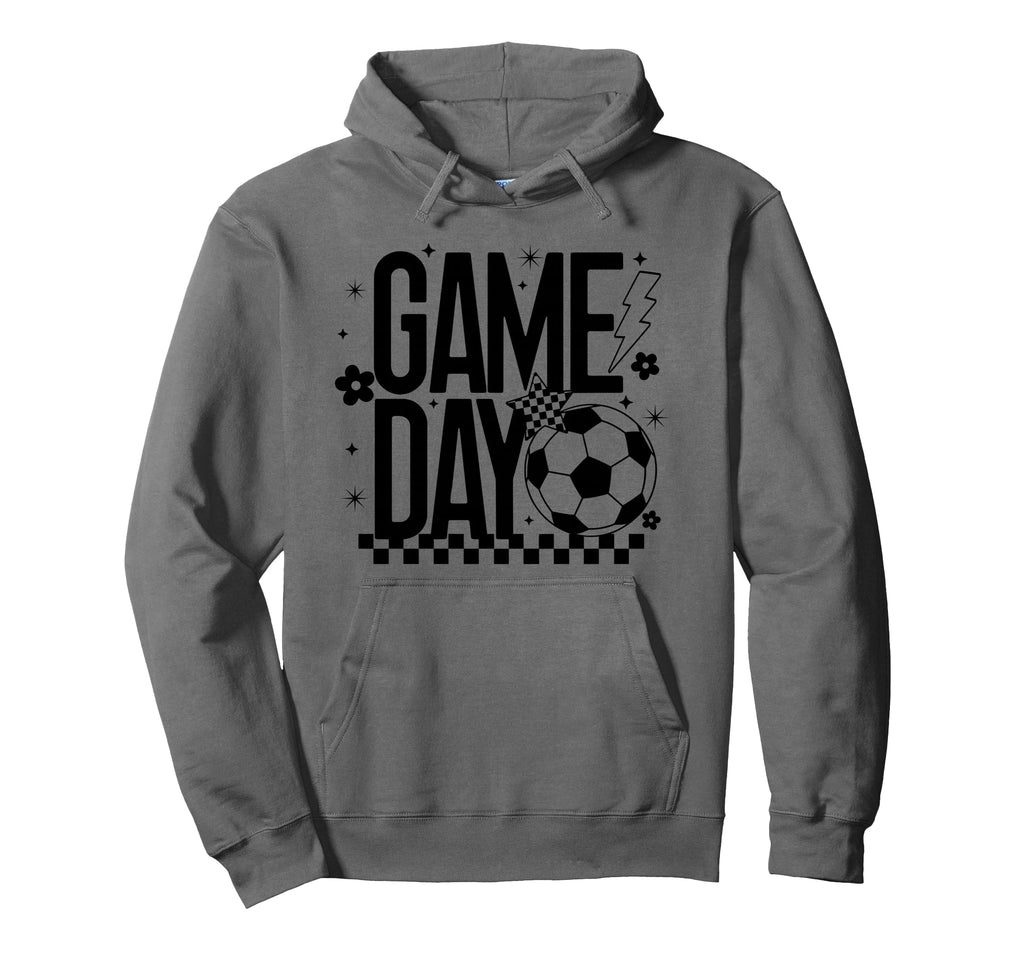 Game Day Soccer Season Mom Checkered Hoodie - Trendy Graphic for Adults