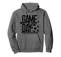 Game Day Soccer Season Mom Checkered Hoodie - Trendy Graphic for Adults
