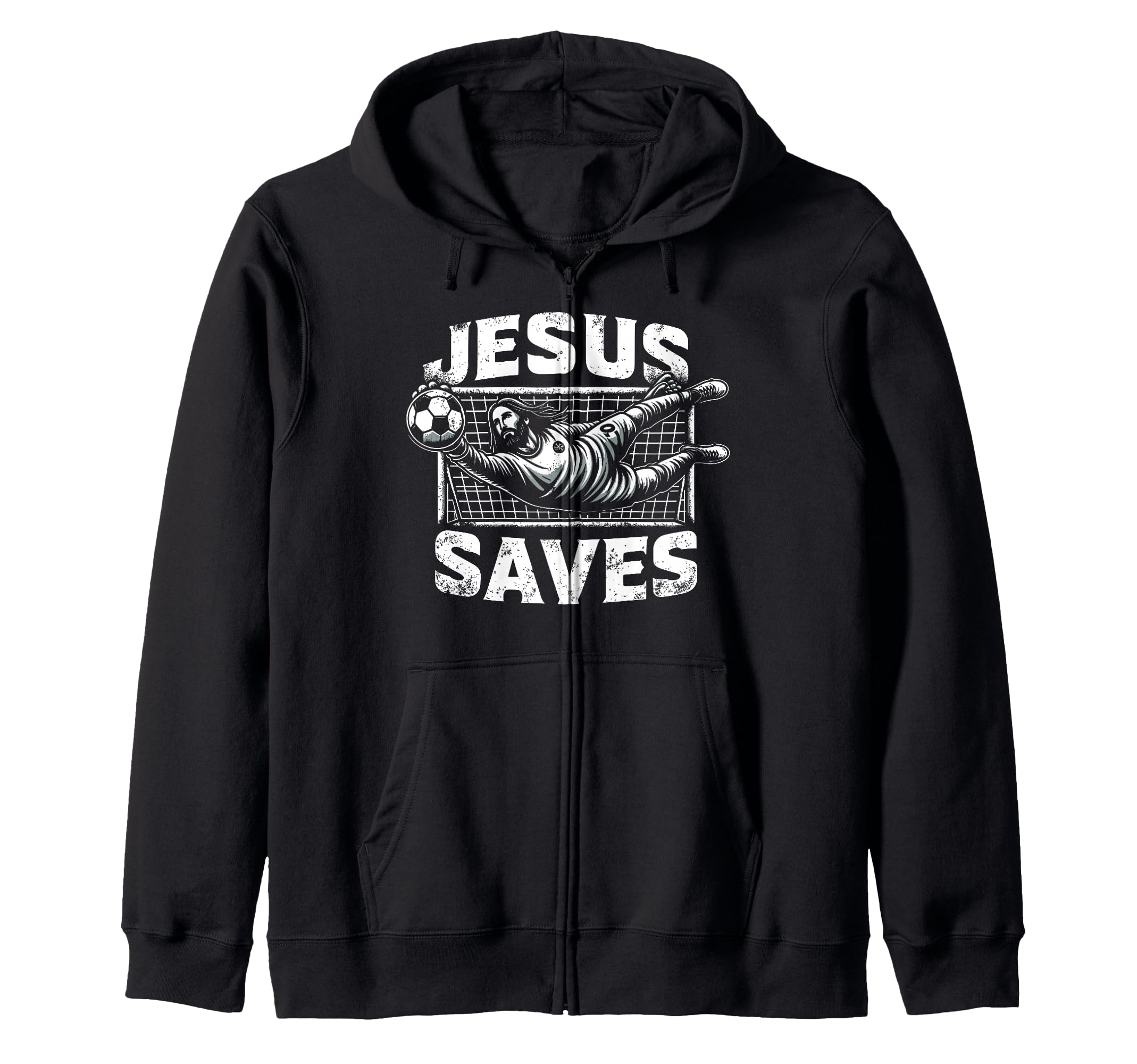 C J S Religious Christian Soccer Hoodie - Fun Novelty Design for Adults