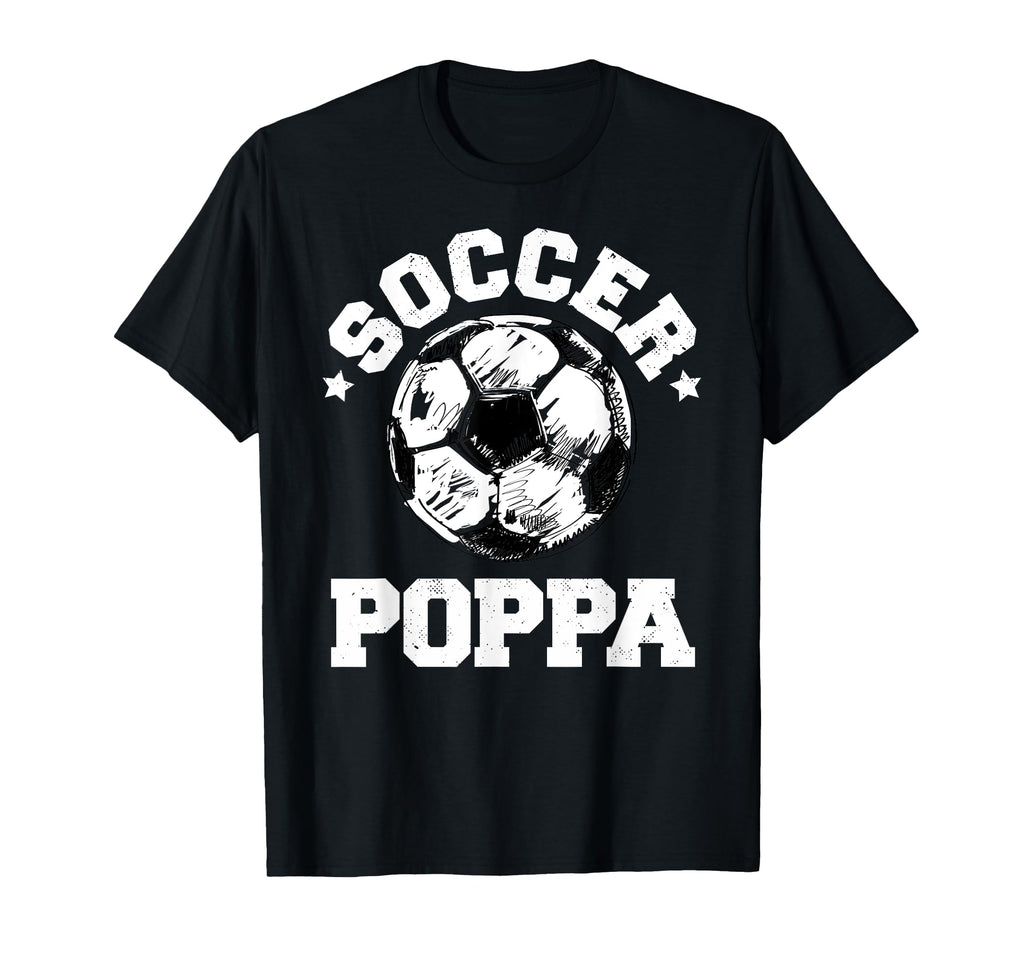 Soccer Poppa Soccer Ball Distressed T-Shirt - Trendy Graphic Men Women