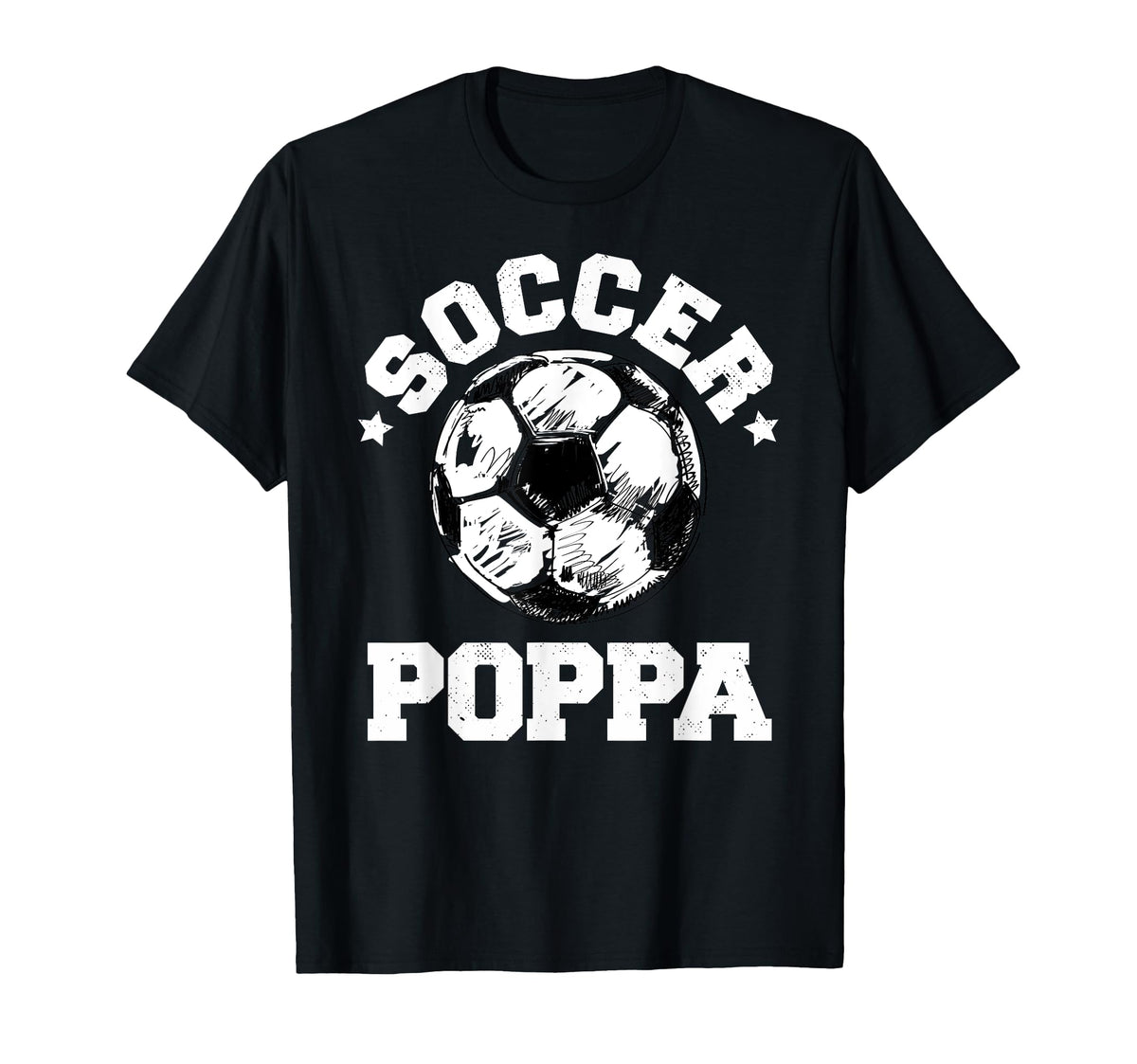 Soccer Poppa Soccer Ball Distressed T-Shirt - Trendy Graphic Men Women