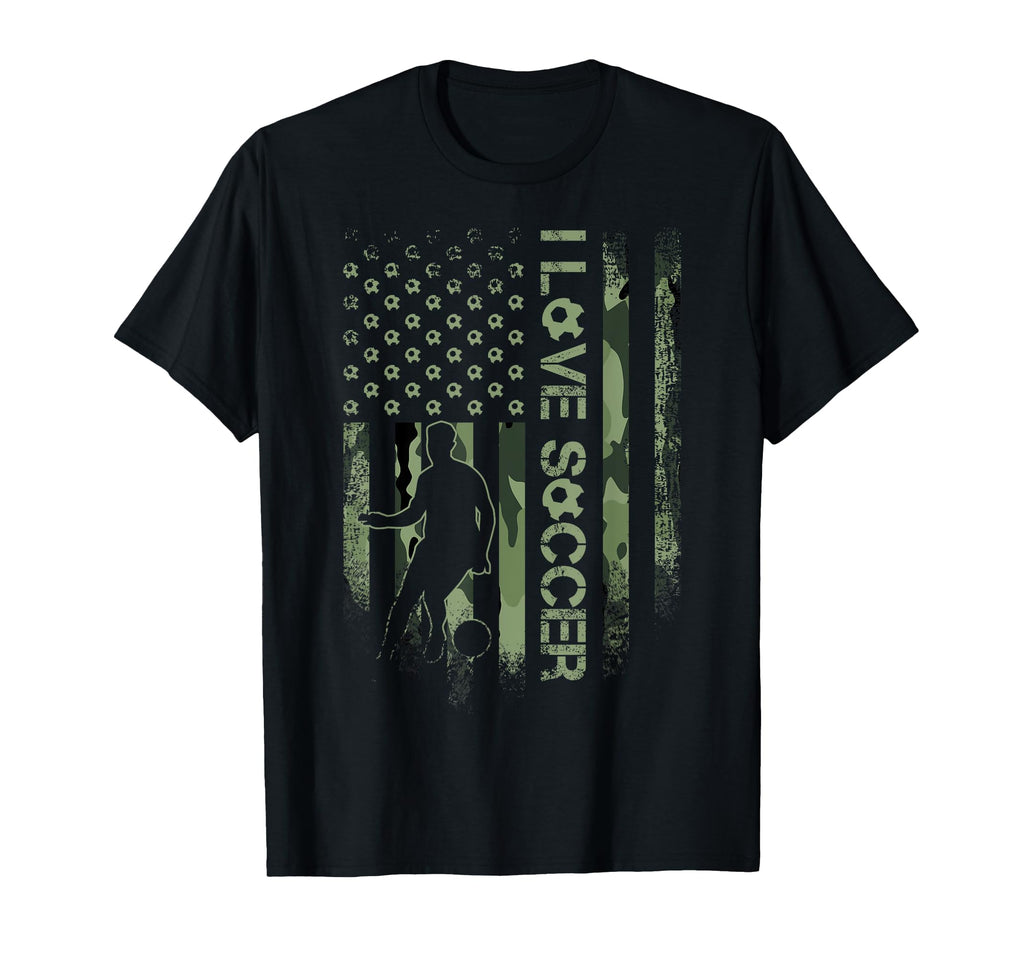 Usa Camouflage I Love Soccer Football T-Shirt - Streetwear Style Men Women