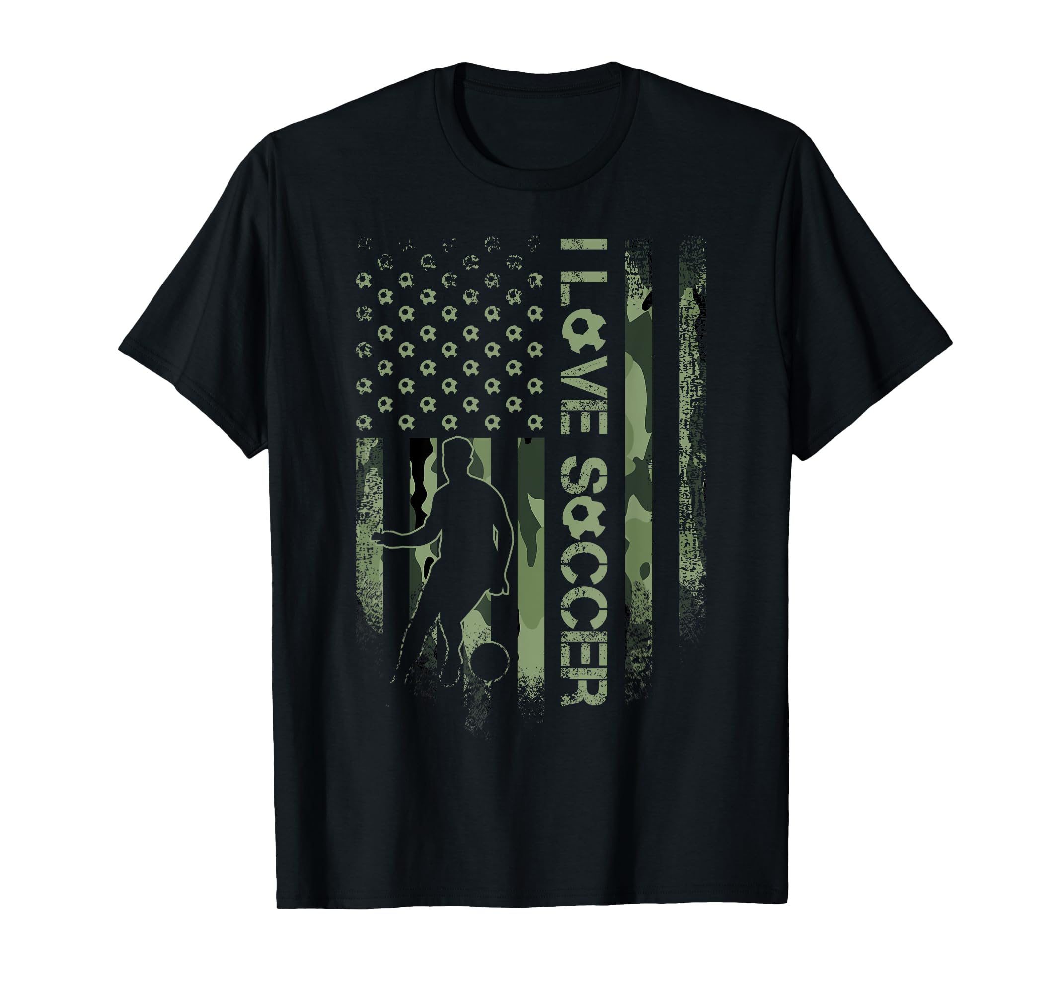 Usa Camouflage I Love Soccer Football T-Shirt - Streetwear Style Men Women