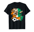 Dabbing Dog Ivory Coast Soccer Fans T-Shirt - Casual Everyday Wear Unisex