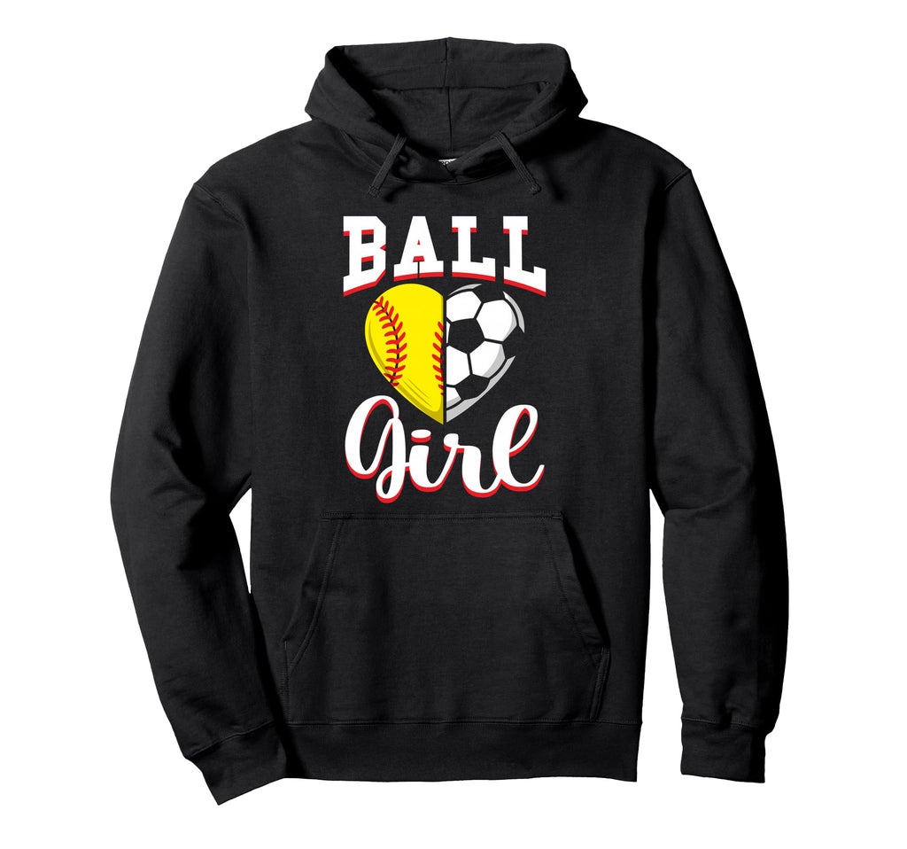 Ball Softball Soccer Lovers Gifts Heart Hoodie - Minimalist Print Men Women