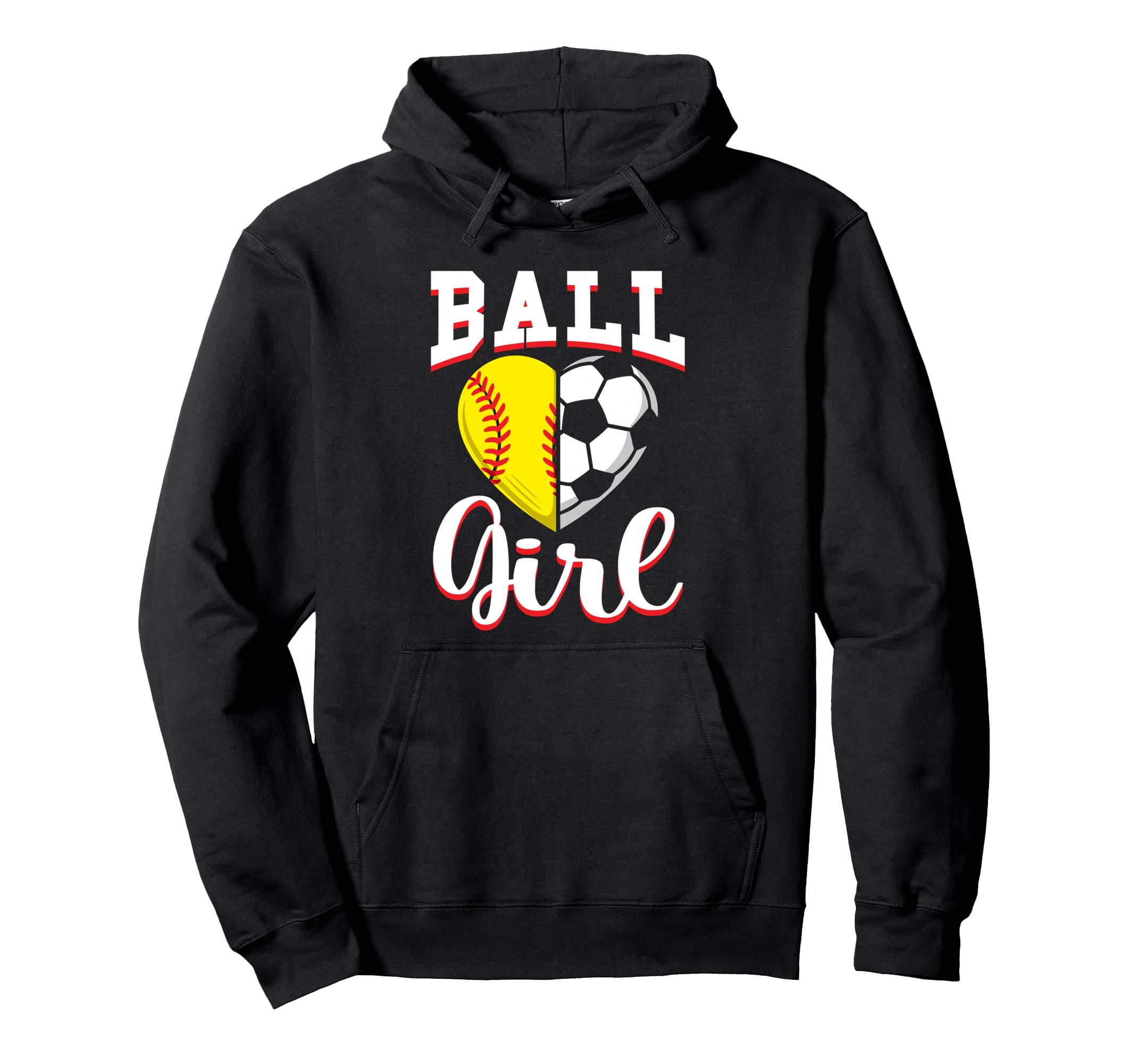 Ball Softball Soccer Lovers Gifts Heart Hoodie - Minimalist Print Men Women