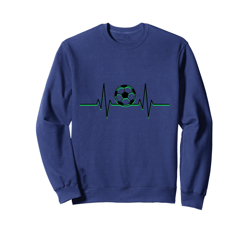 Soccer Ball Heartbeat Ekg Pulse Green Sweatshirt - Novelty Apparel Unisex