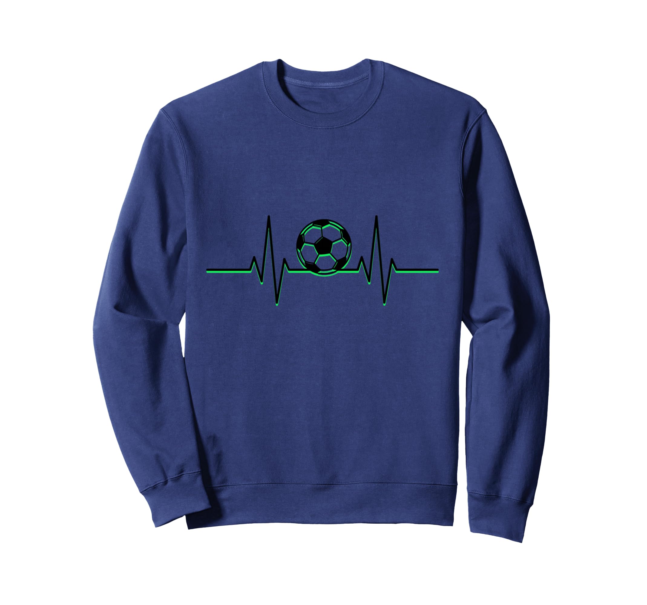 Soccer Ball Heartbeat Ekg Pulse Green Sweatshirt - Novelty Apparel Unisex