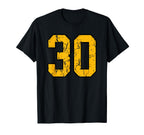 Gold And Black Sports Number 30 T-Shirt - Fun Novelty Design Men Women