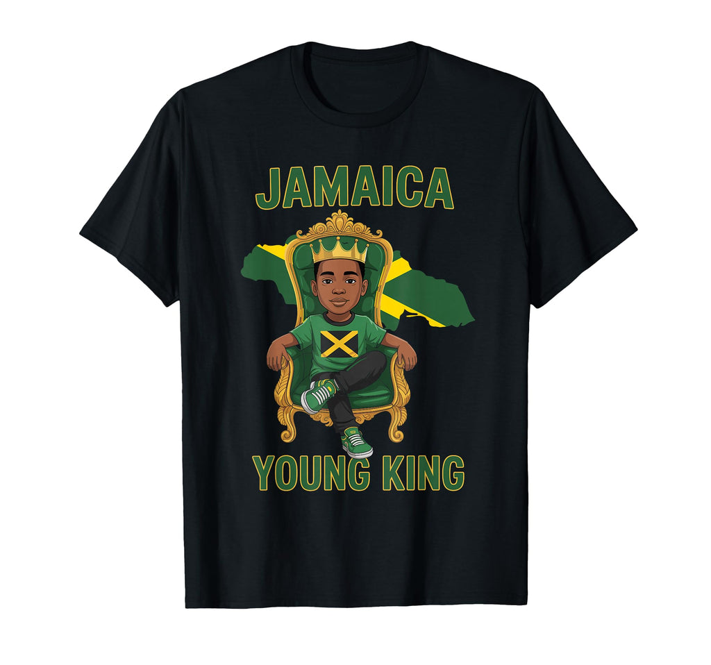 Jamaica Young King Proud Jamaican Flag T-Shirt - Trendy Graphic Men Women