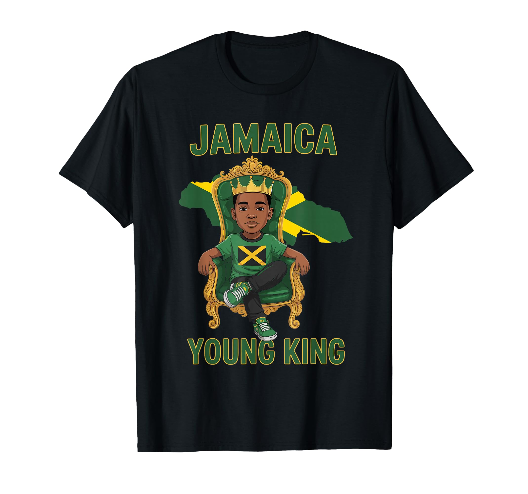 Jamaica Young King Proud Jamaican Flag T-Shirt - Trendy Graphic Men Women