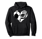 Soccer Hockey Heart Funny Soccer Hoodie - Streetwear Style Men Women