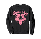 Womens Soccer Game Day Ladies Heart Sweatshirt - Trendy Graphic for Adults
