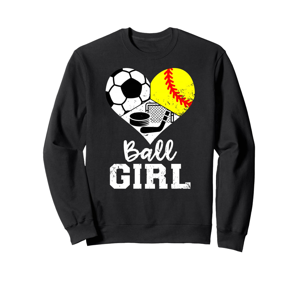 Ball Heart Soccer Softball Hockey Sweatshirt - Graphic Print Men Women
