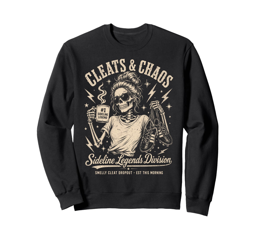 Cleats Chaos Skeleton Soccer Mom Sweatshirt - Fun Novelty Design Men Women