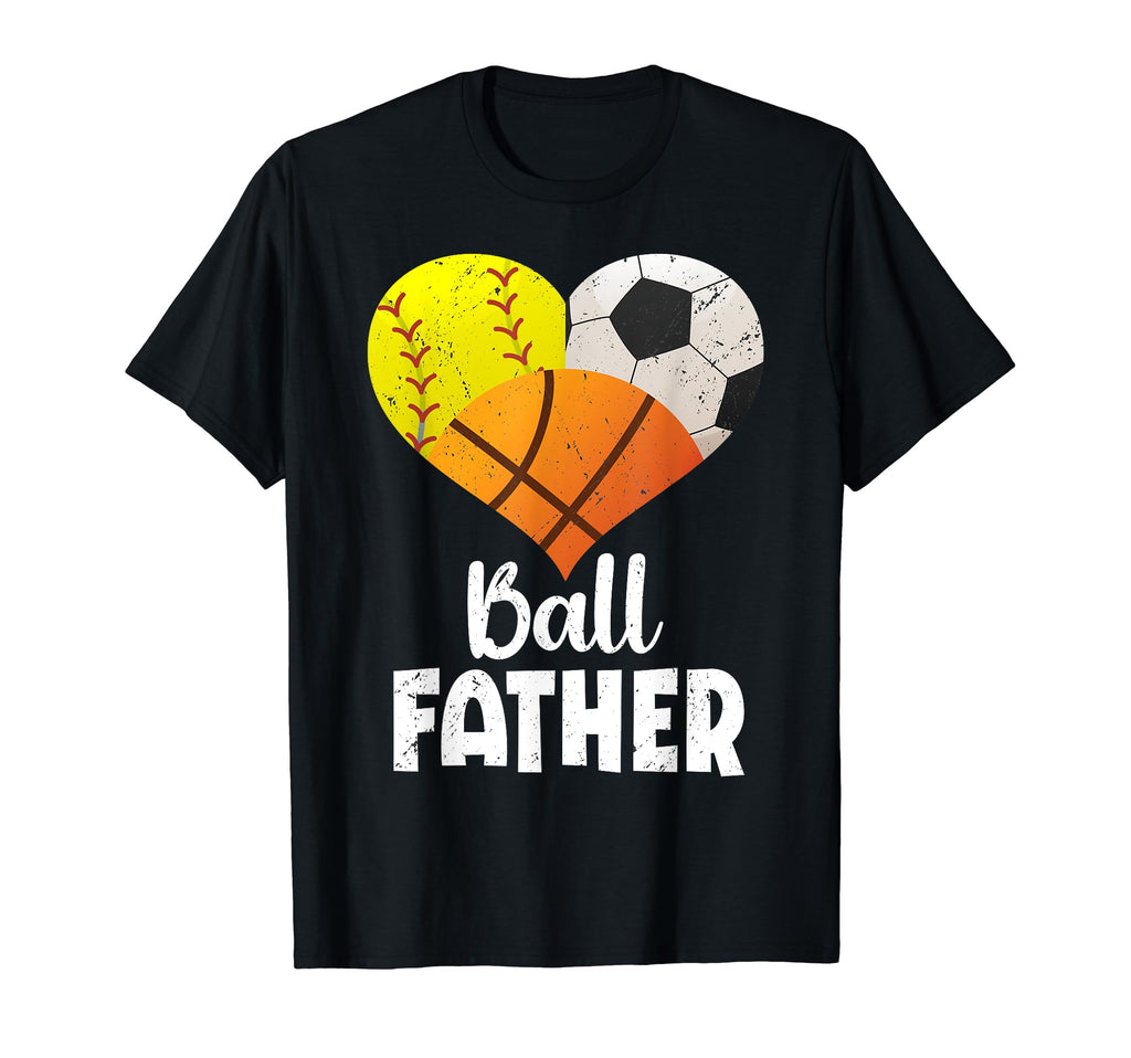 Ball Father Heart Softball Soccer T-Shirt - Custom Art Print for Adults