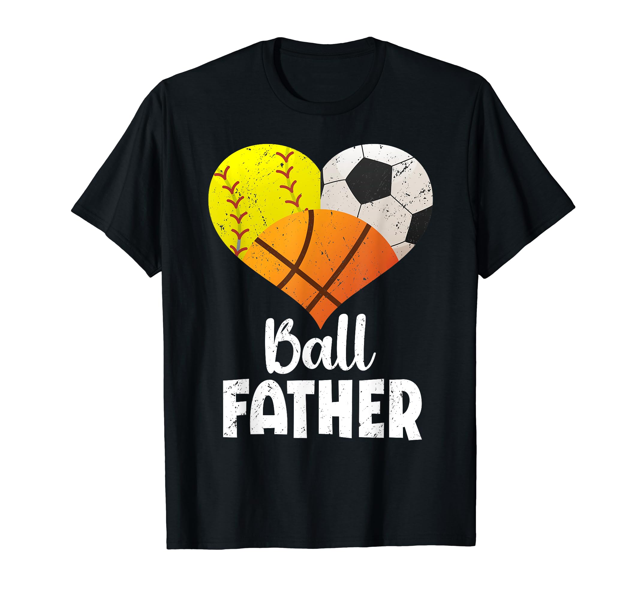 Ball Father Heart Softball Soccer T-Shirt - Custom Art Print for Adults