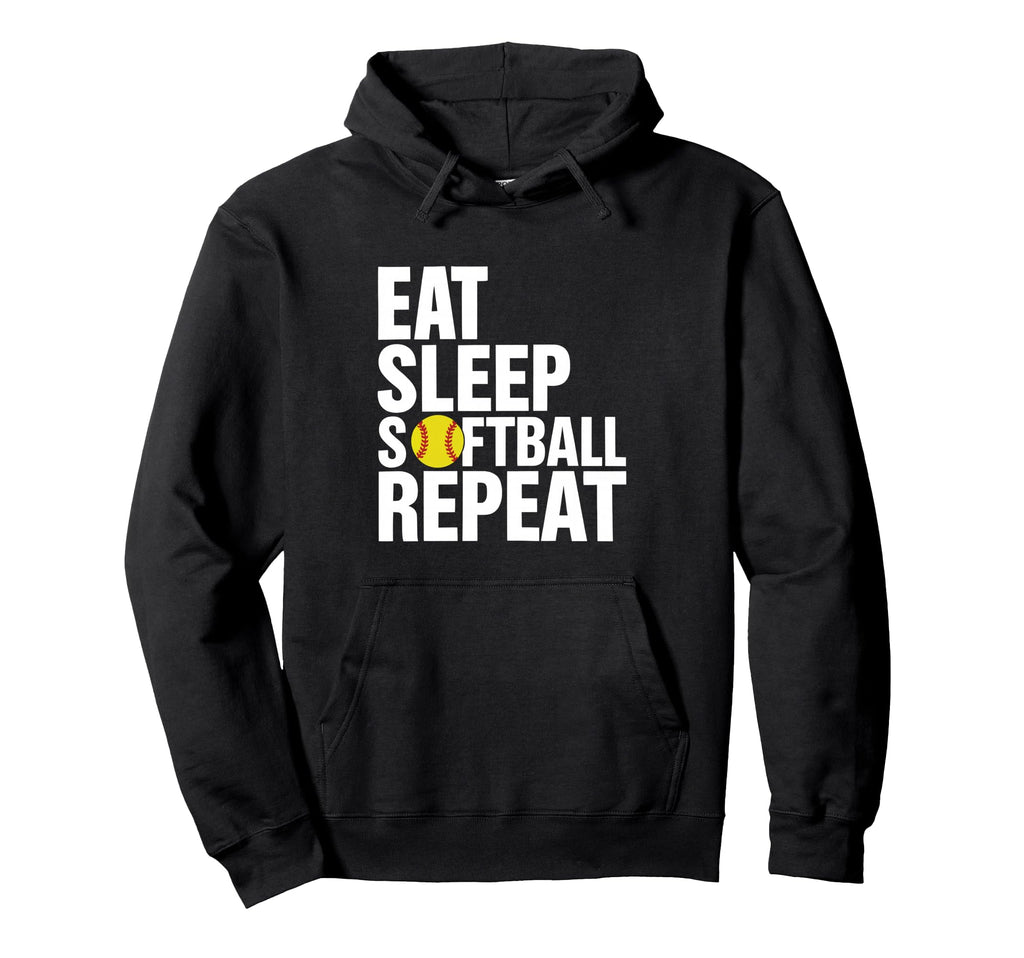Eat Sleep Softball Repeat Hoodie - Novelty Apparel Men Women