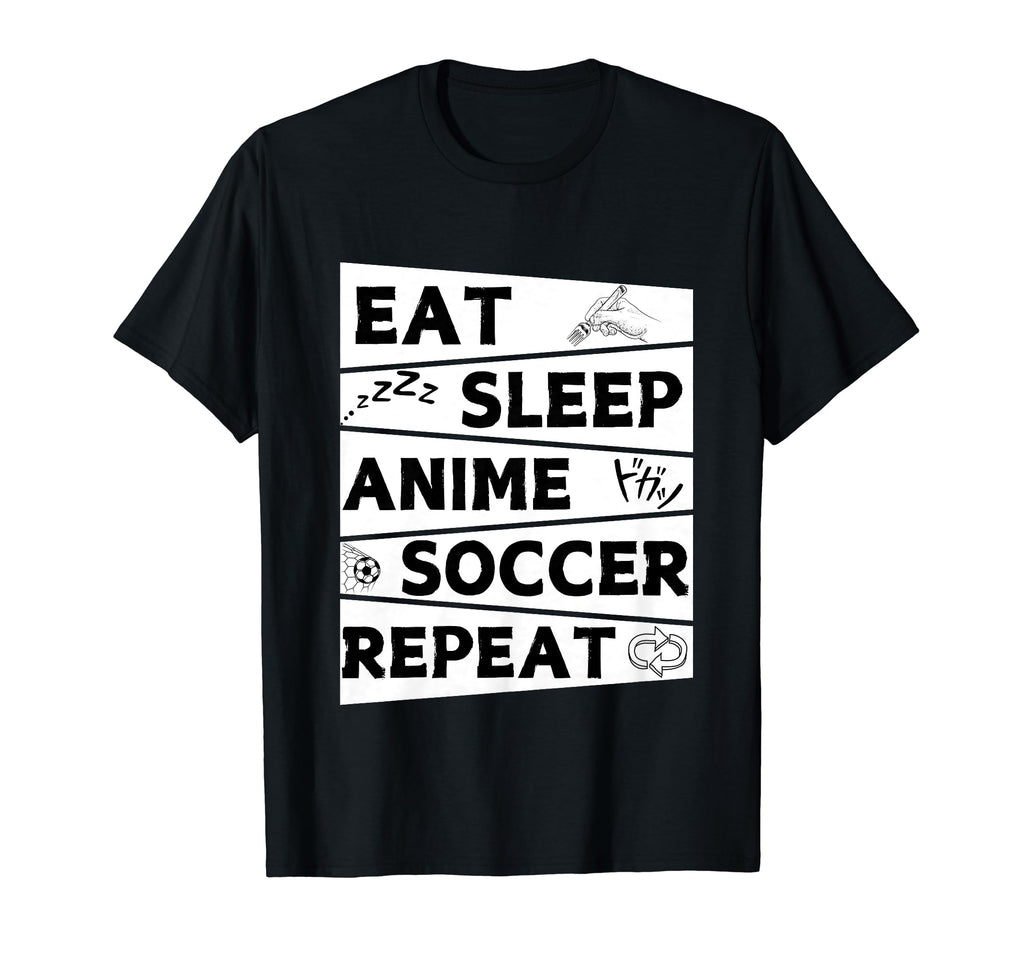 Funny Eat Sleep Anime Soccer Repeat T-Shirt - Graphic Print for Adults