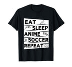 Funny Eat Sleep Anime Soccer Repeat T-Shirt - Graphic Print for Adults