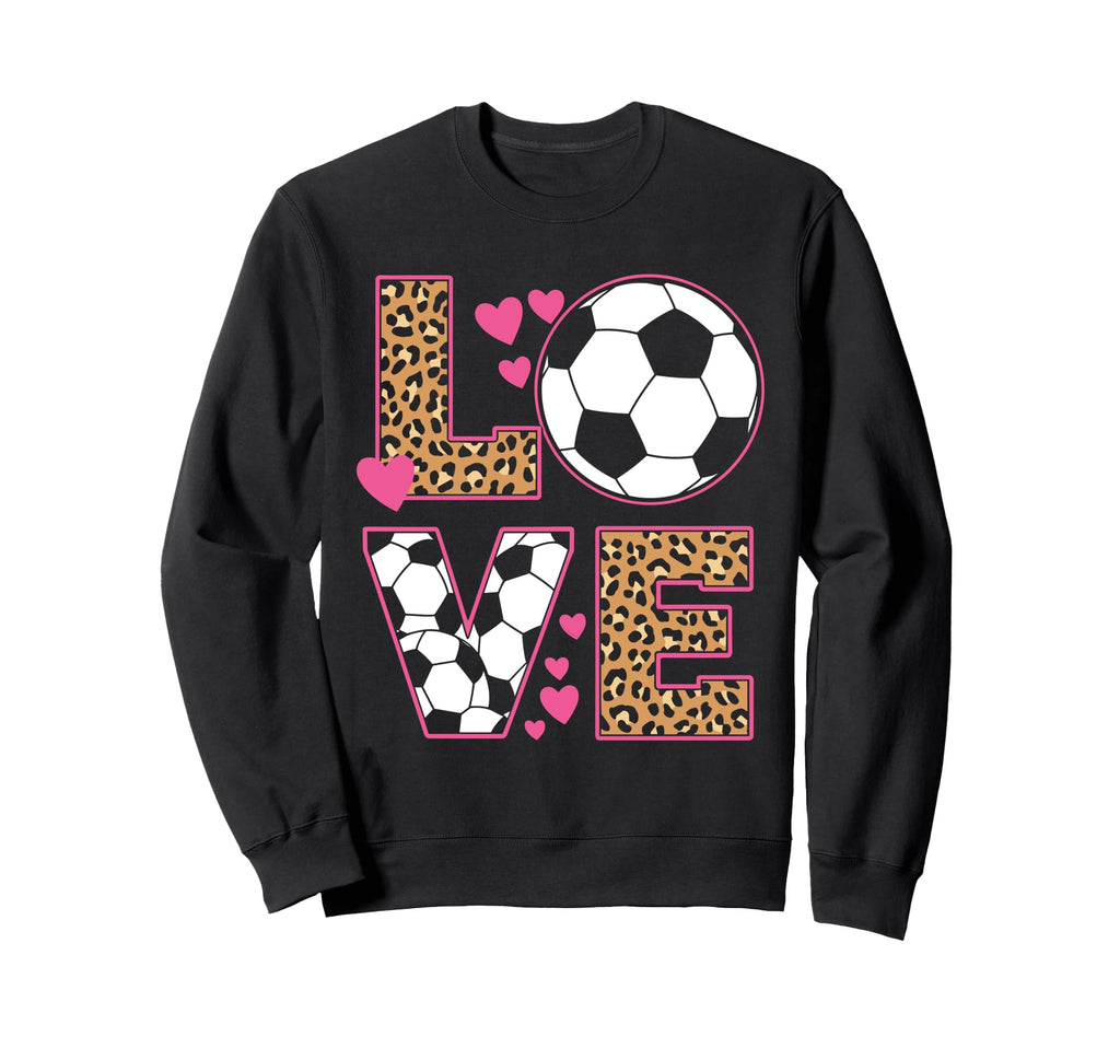 Love Soccer Leopard Soccer Teen Sweatshirt - Aesthetic Graphic Unisex