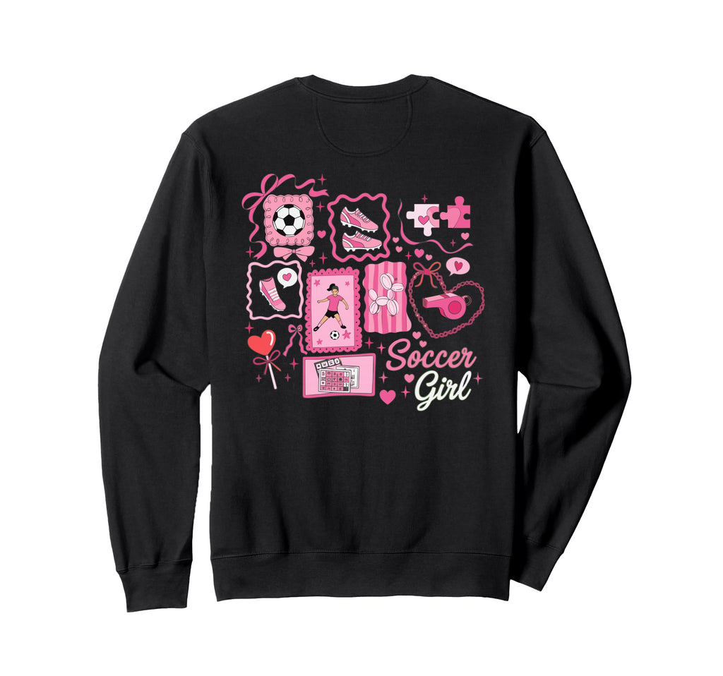 Soccer Stamp Bow Game Day Sweatshirt - Casual Everyday Wear Men Women