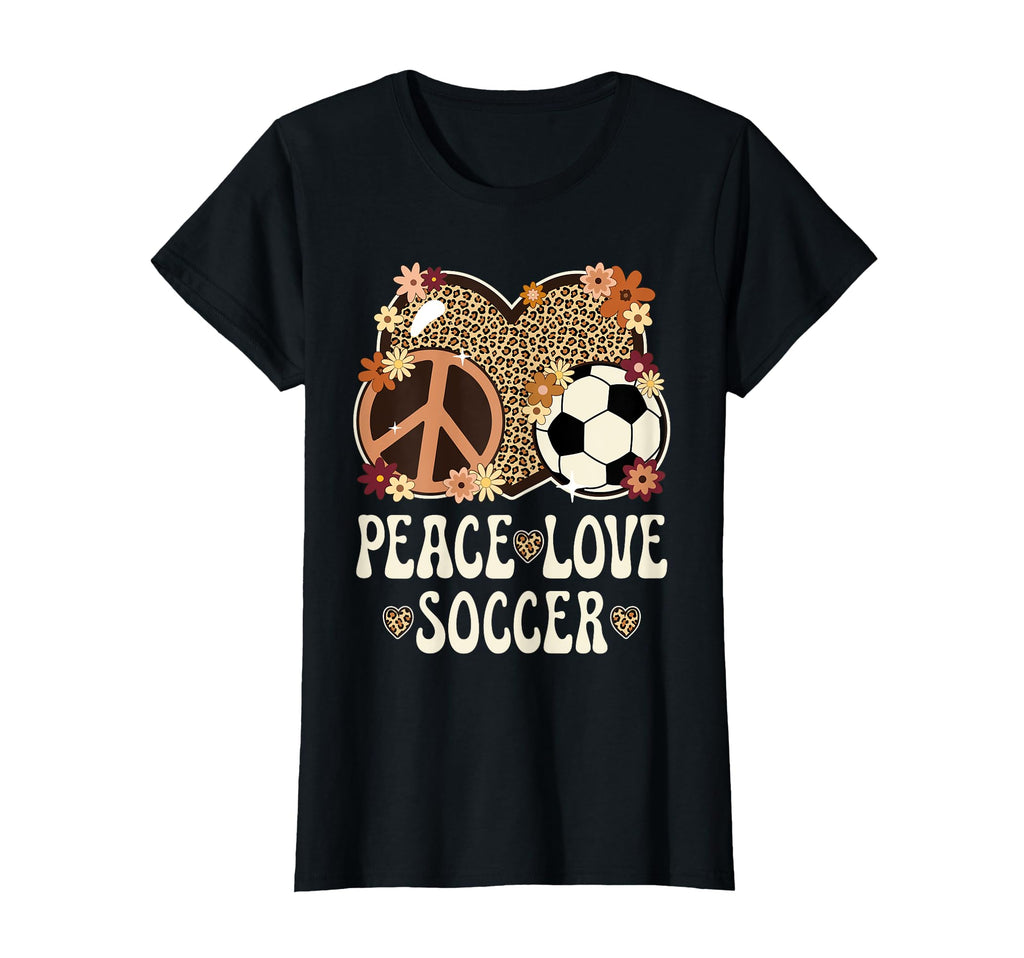 Peace Love Soccer Lover Leopard T-Shirt - Casual Everyday Wear for Adults