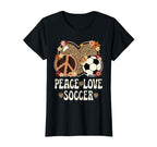Peace Love Soccer Lover Leopard T-Shirt - Casual Everyday Wear for Adults