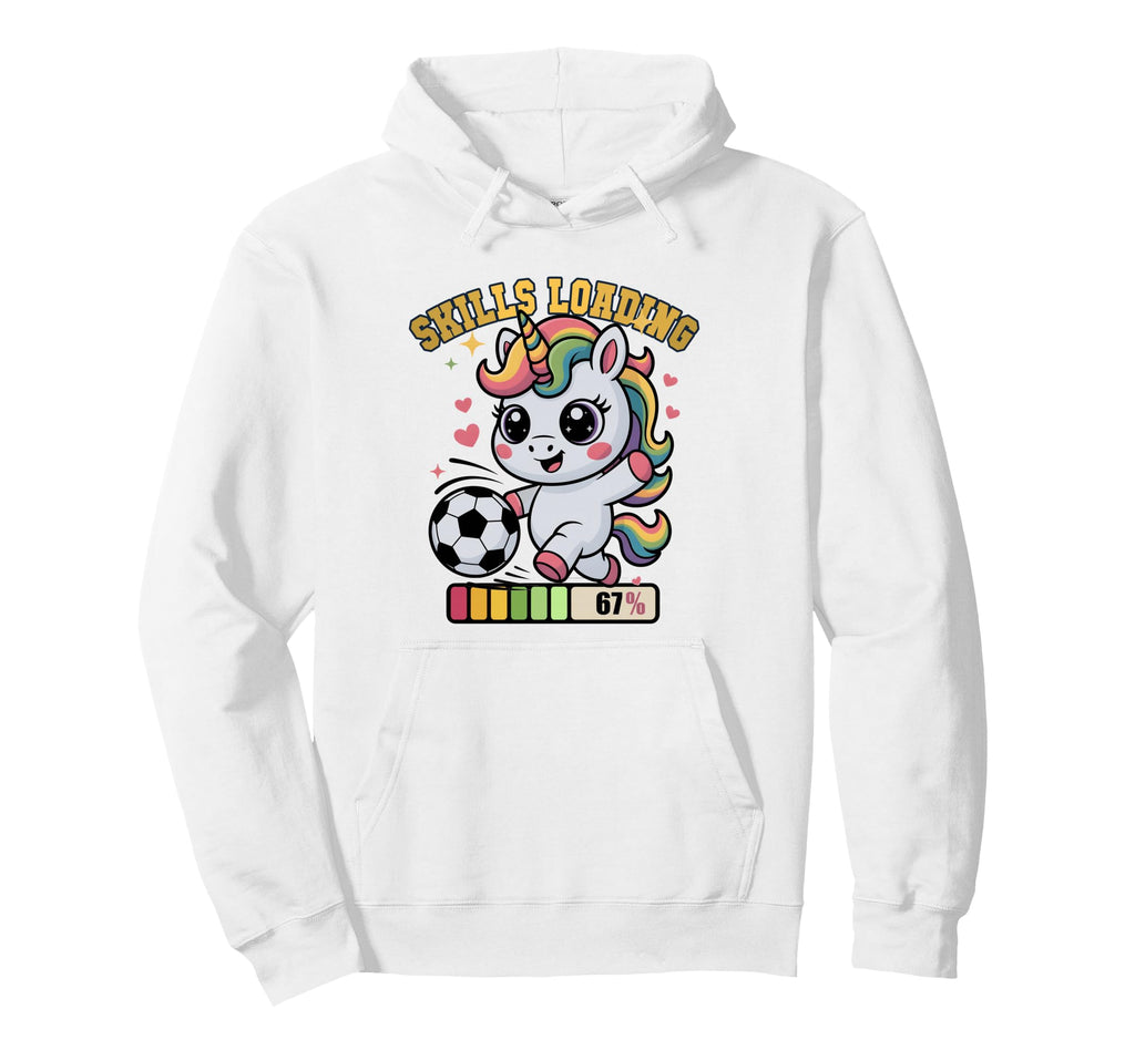 Skills Loading Soccer Unicorn Playing Hoodie - Graphic Print Men Women