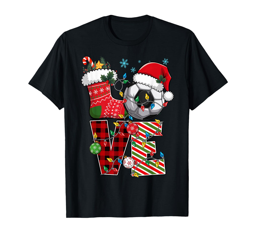 Love Soccer Santa Hat Soccerer T-Shirt - Fun Novelty Design Men Women
