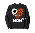 Mom Cubed Mom3 Mom Three Football Sweatshirt - Minimalist Print for Adults