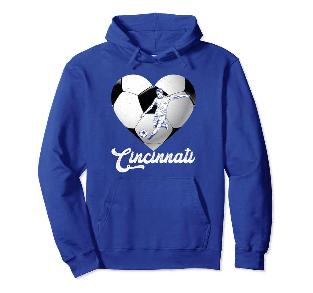 Cincinnati Soccer Heart Distressed Hoodie - Aesthetic Graphic Unisex
