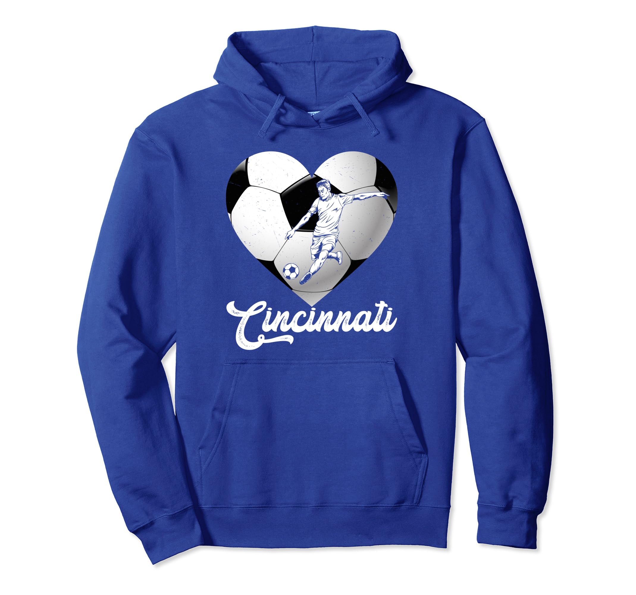 Cincinnati Soccer Heart Distressed Hoodie - Aesthetic Graphic Unisex