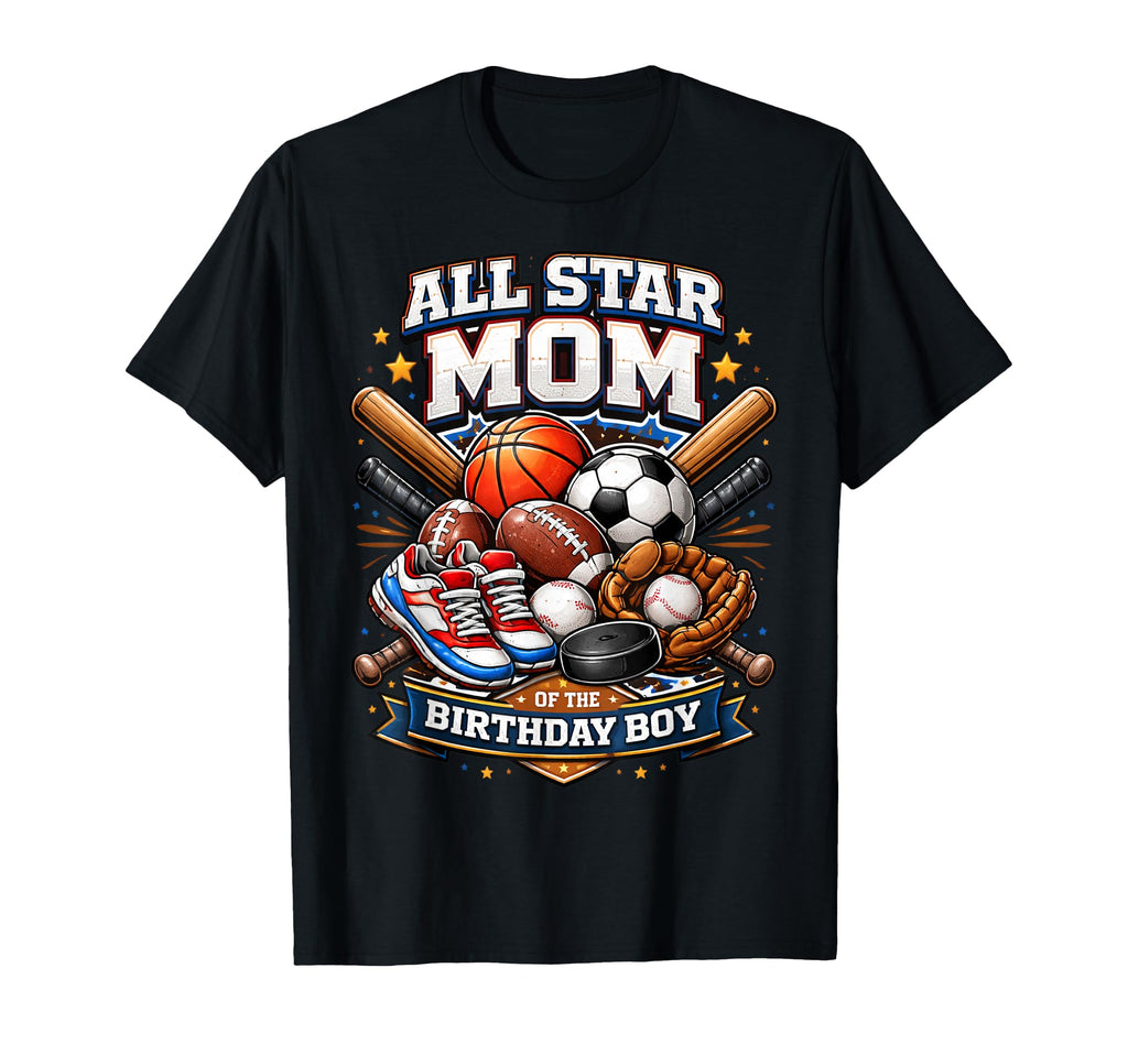 All Star Mom Basketball Soccer T-Shirt - Casual Everyday Wear Men Women