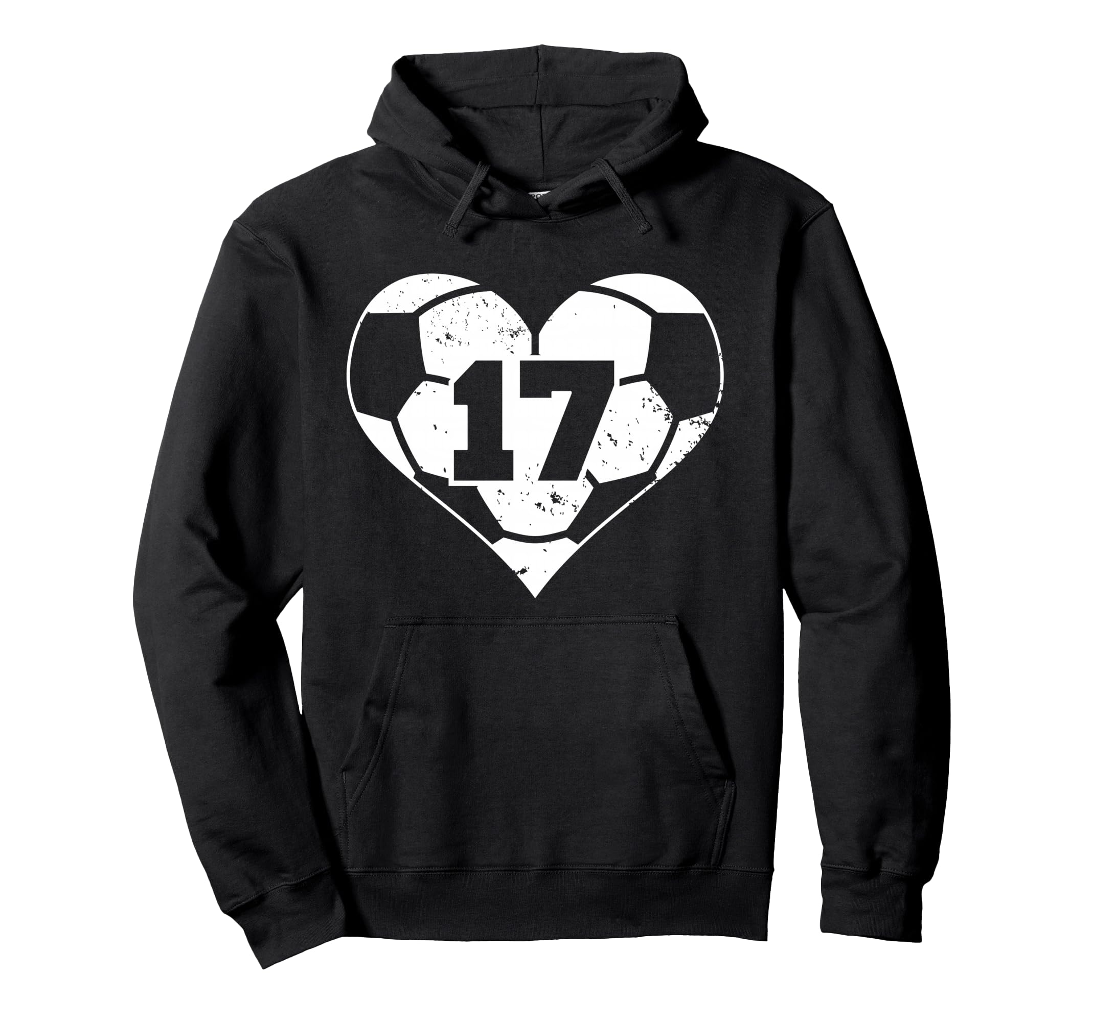 Soccer Number 17 Jersey Funny Soccer Heart Hoodie - Novelty Apparel Unisex