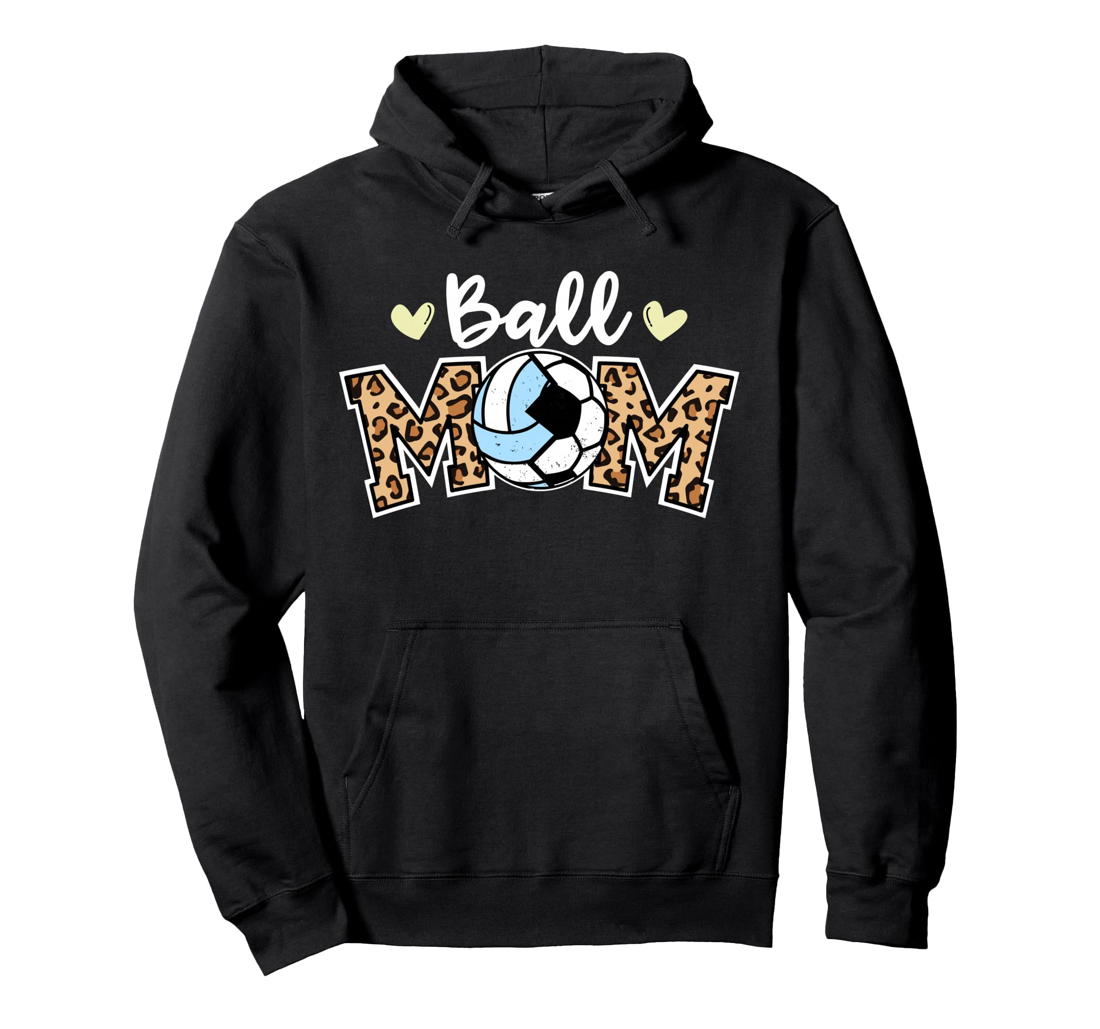 Ball Mom Leopard Funny Soccer Hoodie - Fun Novelty Design Unisex