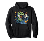T Rex Dinosaur Kicking Soccer Ball Hoodie - Fun Novelty Design Men Women