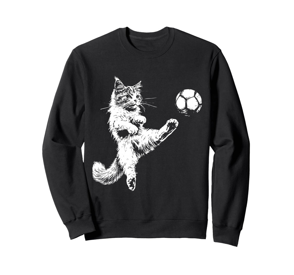 Kitten Playing Soccer Funny Cat Sweatshirt - Custom Art Print for Adults