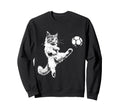 Kitten Playing Soccer Funny Cat Sweatshirt - Custom Art Print for Adults