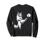 Kitten Playing Soccer Funny Cat Sweatshirt - Custom Art Print for Adults
