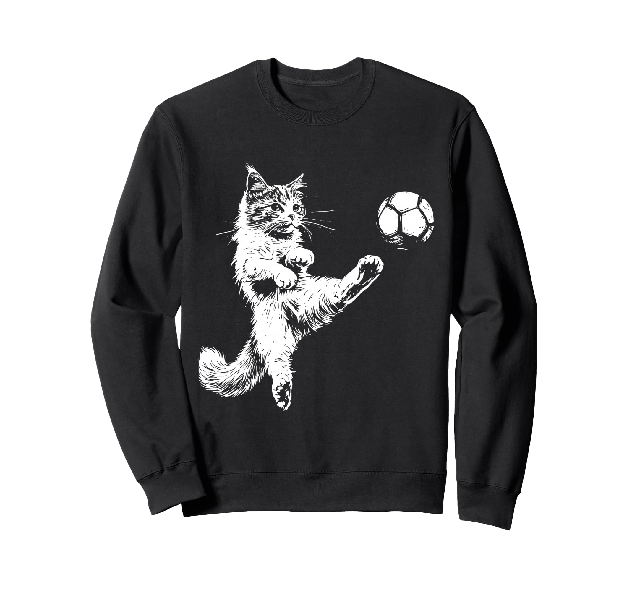 Kitten Playing Soccer Funny Cat Sweatshirt - Custom Art Print for Adults