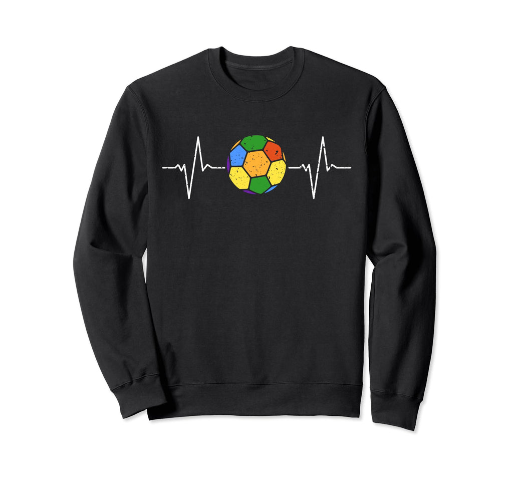 Soccer Ball Heartbeat Ekg Rainbow Sweatshirt - Fun Novelty Design Unisex