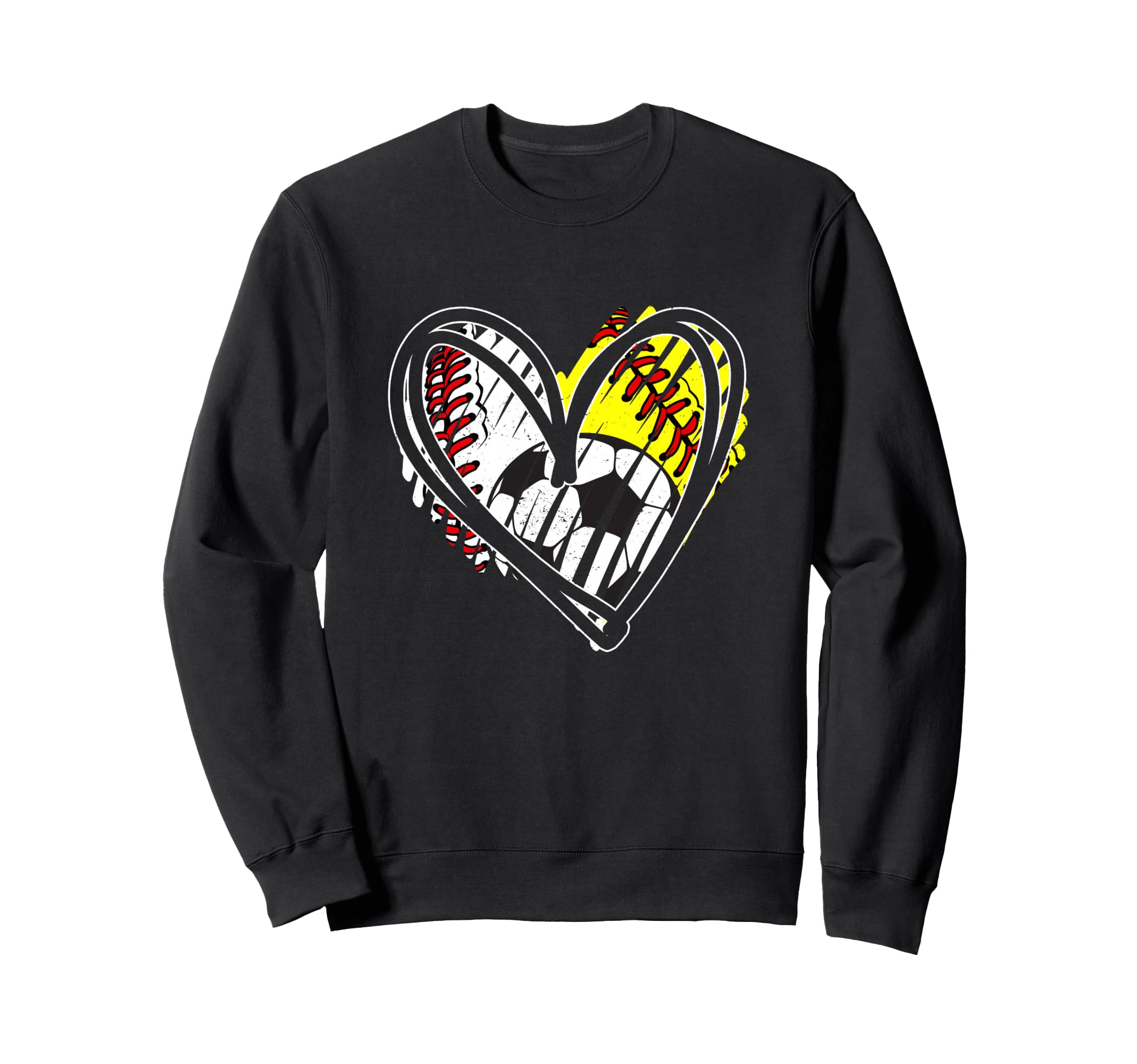Baseball Softball Soccer Ball Heart Sweatshirt - Trendy Graphic Men Women